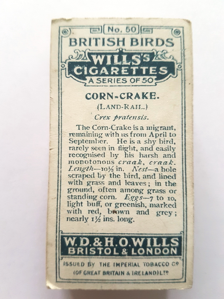 Photo of the back of these British Birds cigarette cards