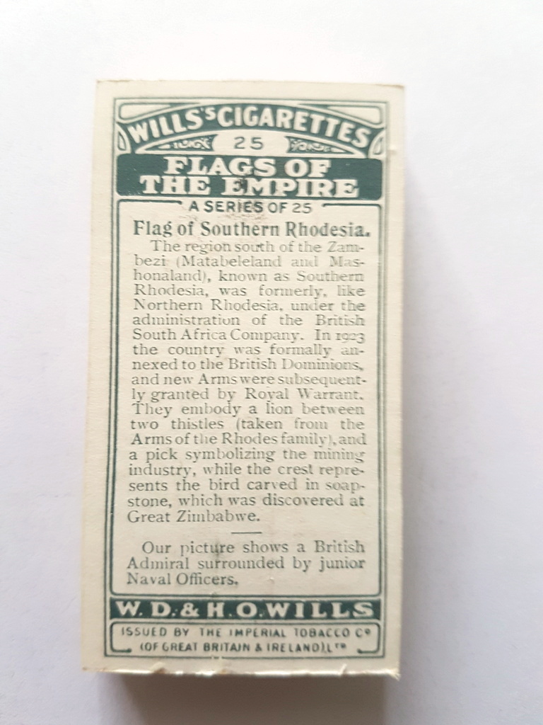 Photo of the back of these Flags of the Empire cigarette cards