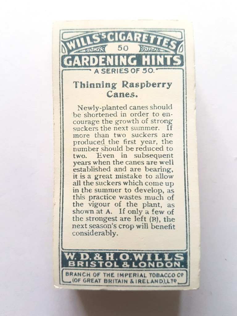 Photo of the back of these Gardening Hints cigarette cards