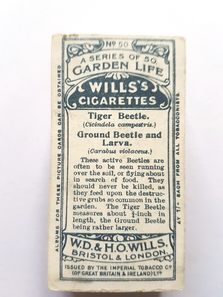 Photo of the back of these Garden Life cigarette cards