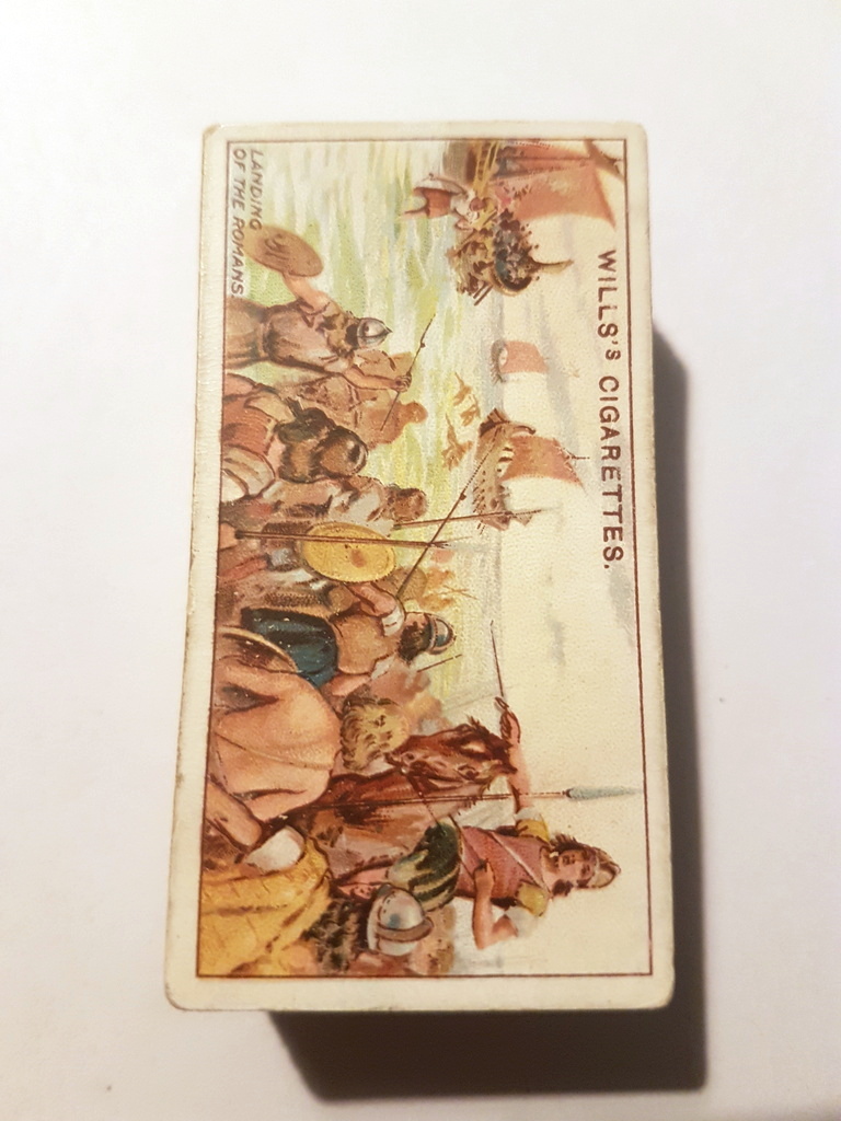 Photo of the front of these Historic Events cigarette cards