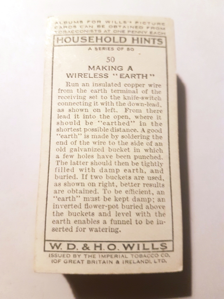 Photo of the back of these Household Hints (1936) cigarette cards