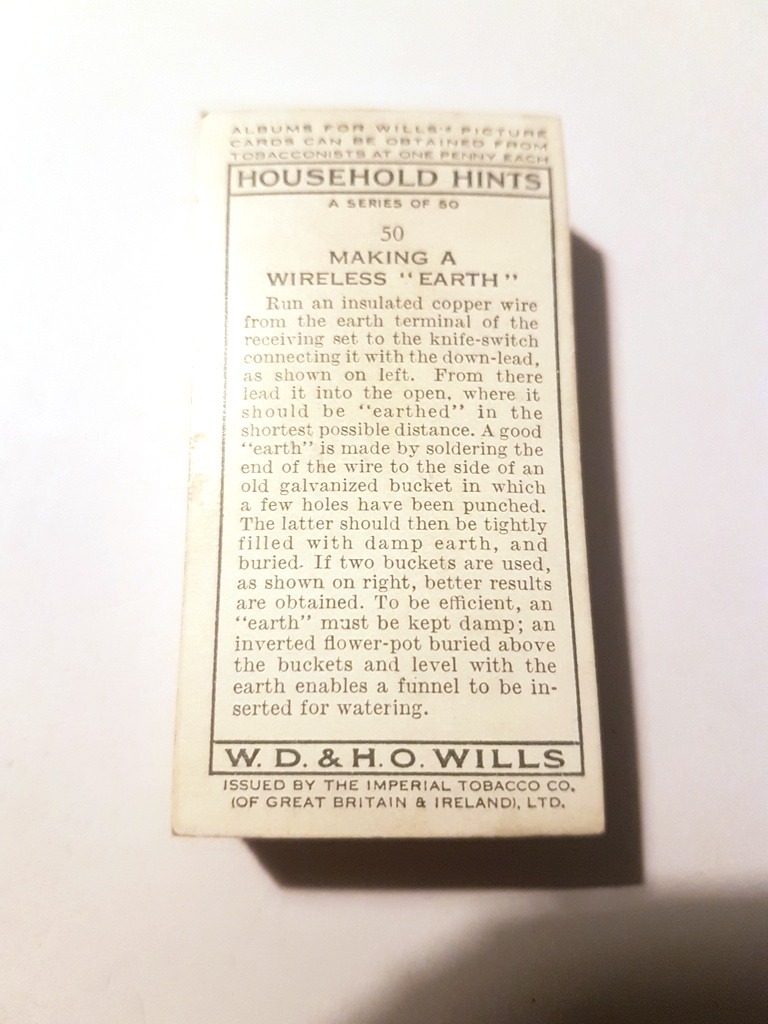 Photo of the back of these Household Hints (1936) cigarette cards