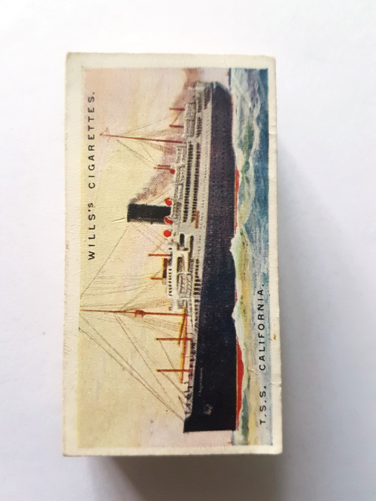 Photo of the front of these Merchant Ships of the World cigarette cards