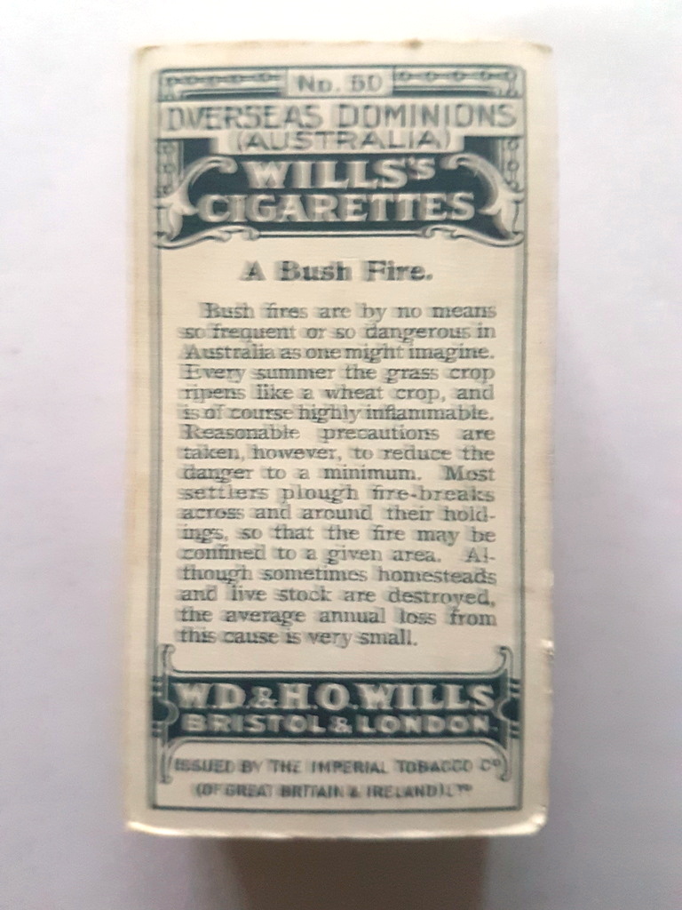 Photo of the back of these Overseas Dominions (Australia) cigarette cards