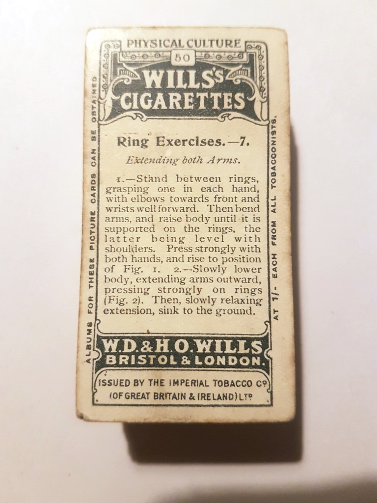 Photo of the back of these Physical Culture cigarette cards