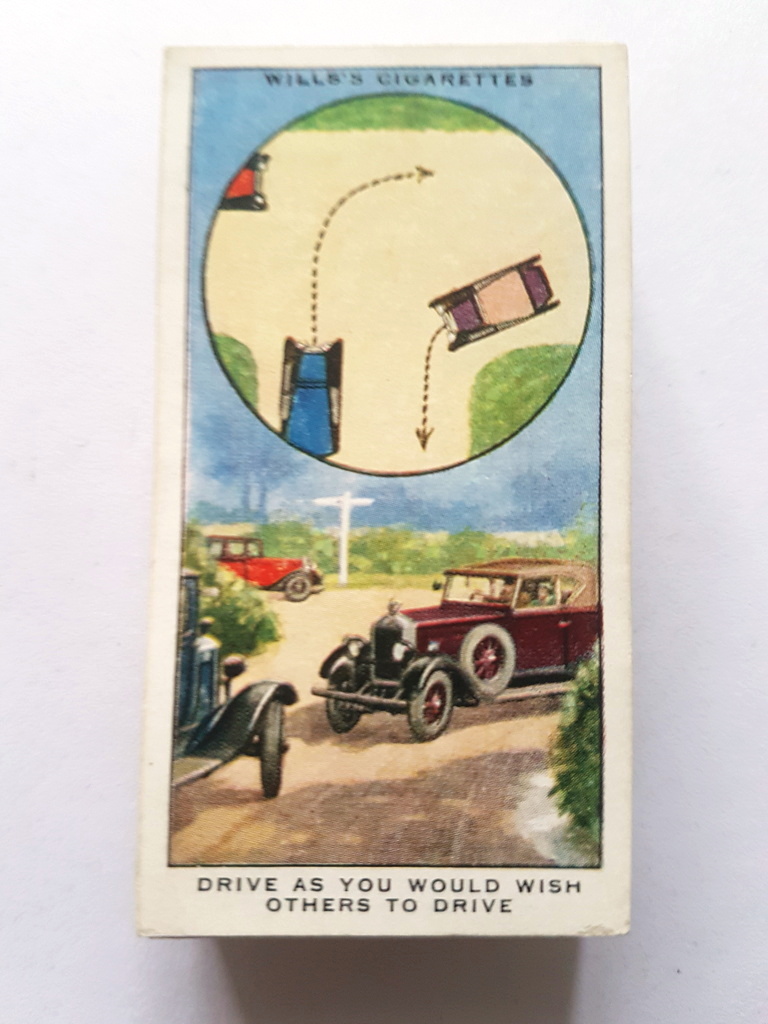 Photo of the front of these Safety First cigarette cards