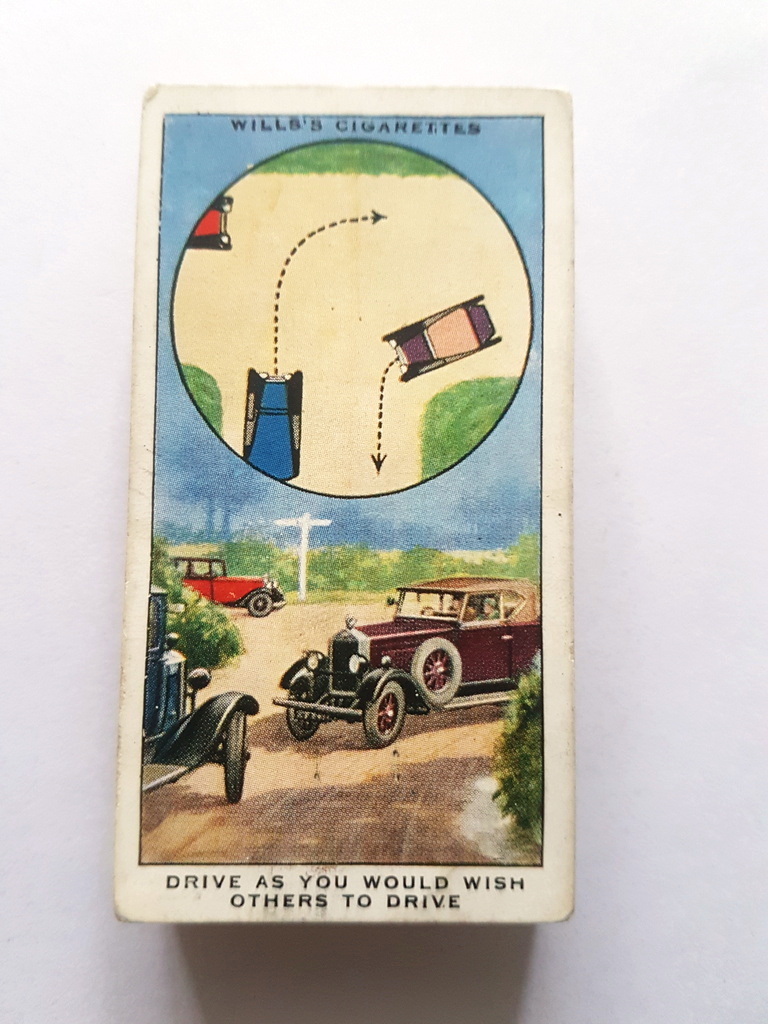 Photo of the front of these Safety First cigarette cards