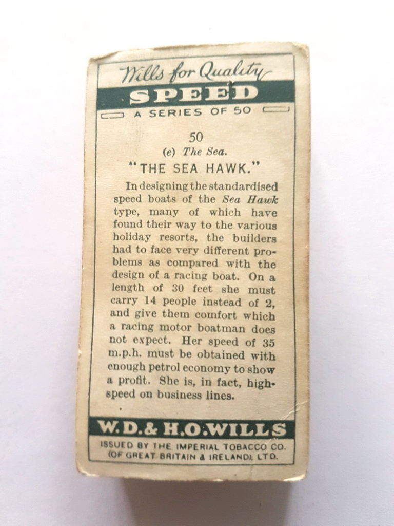 Photo of the back of these Speed (1930) cigarette cards