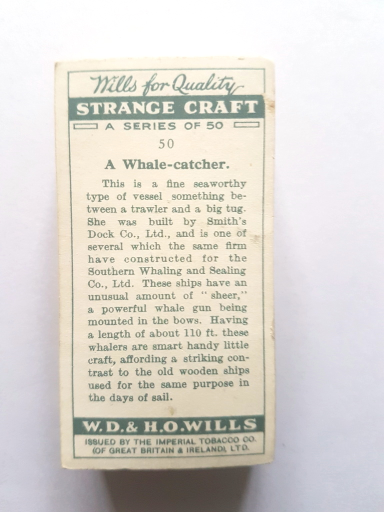 Photo of the back of these Strange Craft cigarette cards