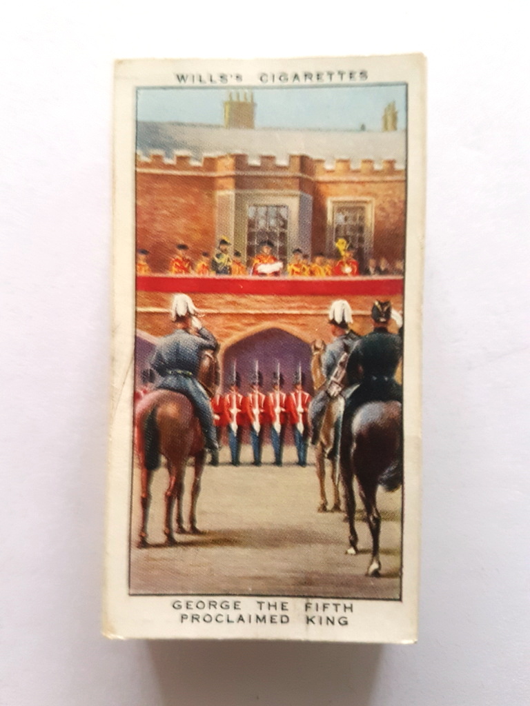 Photo of the front of these The Reign of H. M. King George V cigarette cards