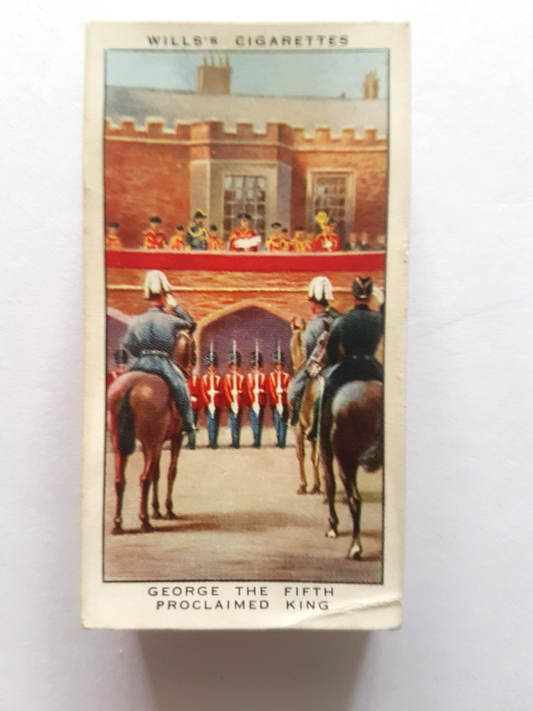 Photo of the front of these The Reign of H. M. King George V cigarette cards