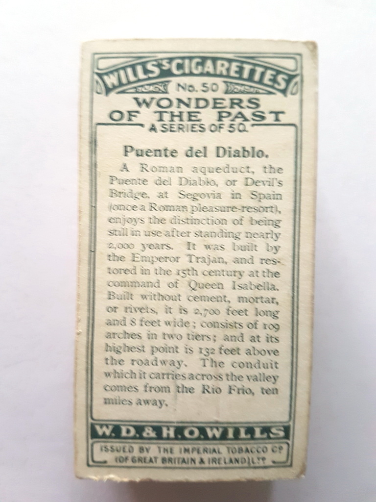 Photo of the back of these Wonders of the Past cigarette cards