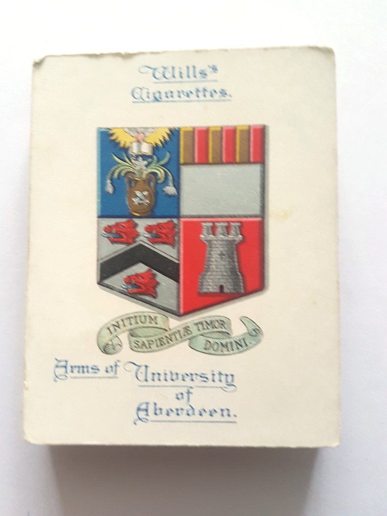 Photo of the front of these Arms of Universities cigarette cards