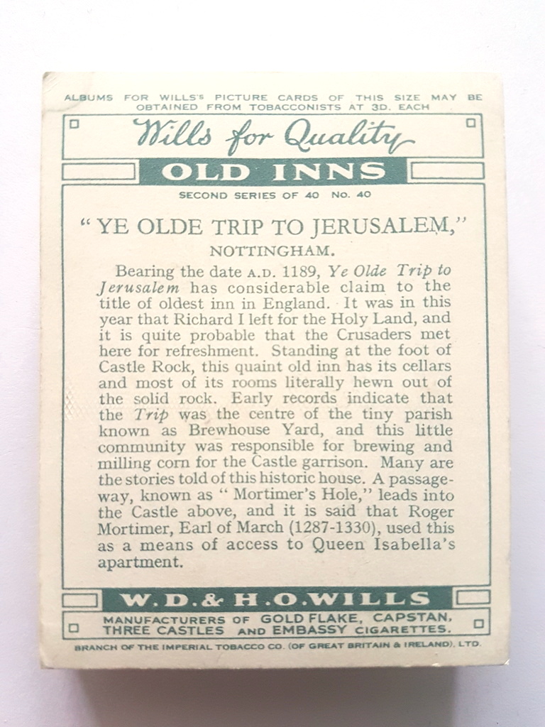 Photo of the back of these Old Inns (2nd) cigarette cards