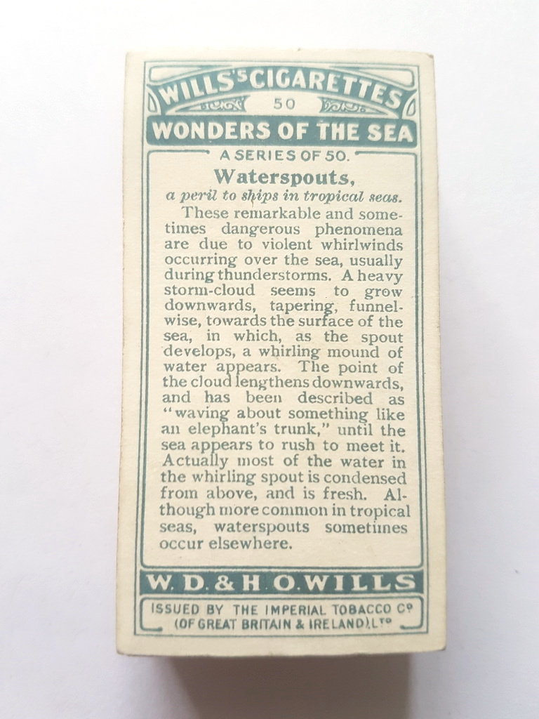 Photo of the back of these Wonders of the Sea cigarette cards