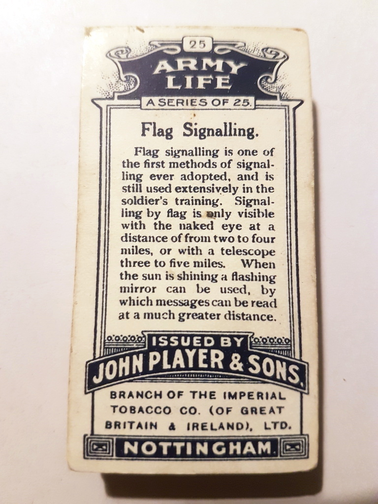 Photo of the back of these Army Life cigarette cards