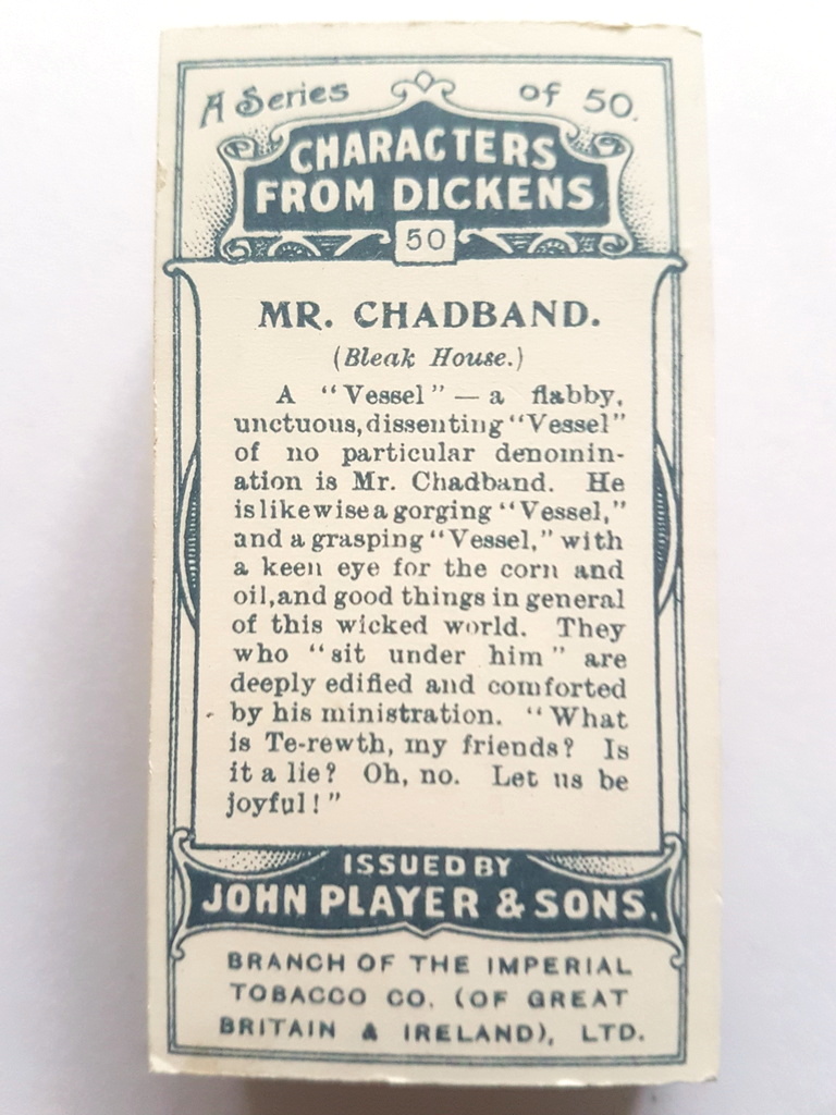 Photo of the back of these Characters from Dickens (1st and 2nd series comb.) cigarette cards