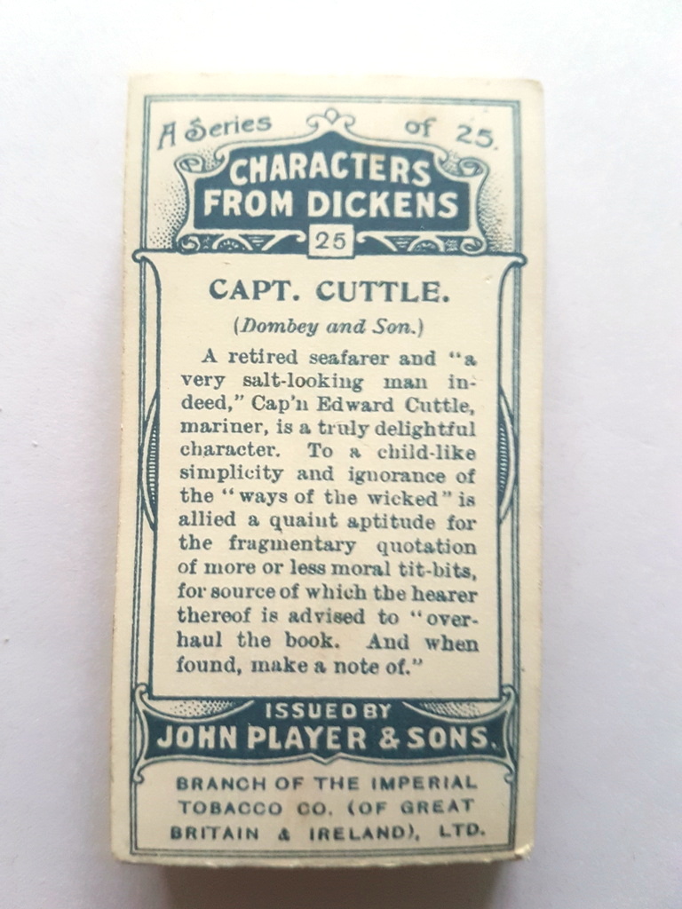 Photo of the back of these Characters from Dickens (1st) cigarette cards