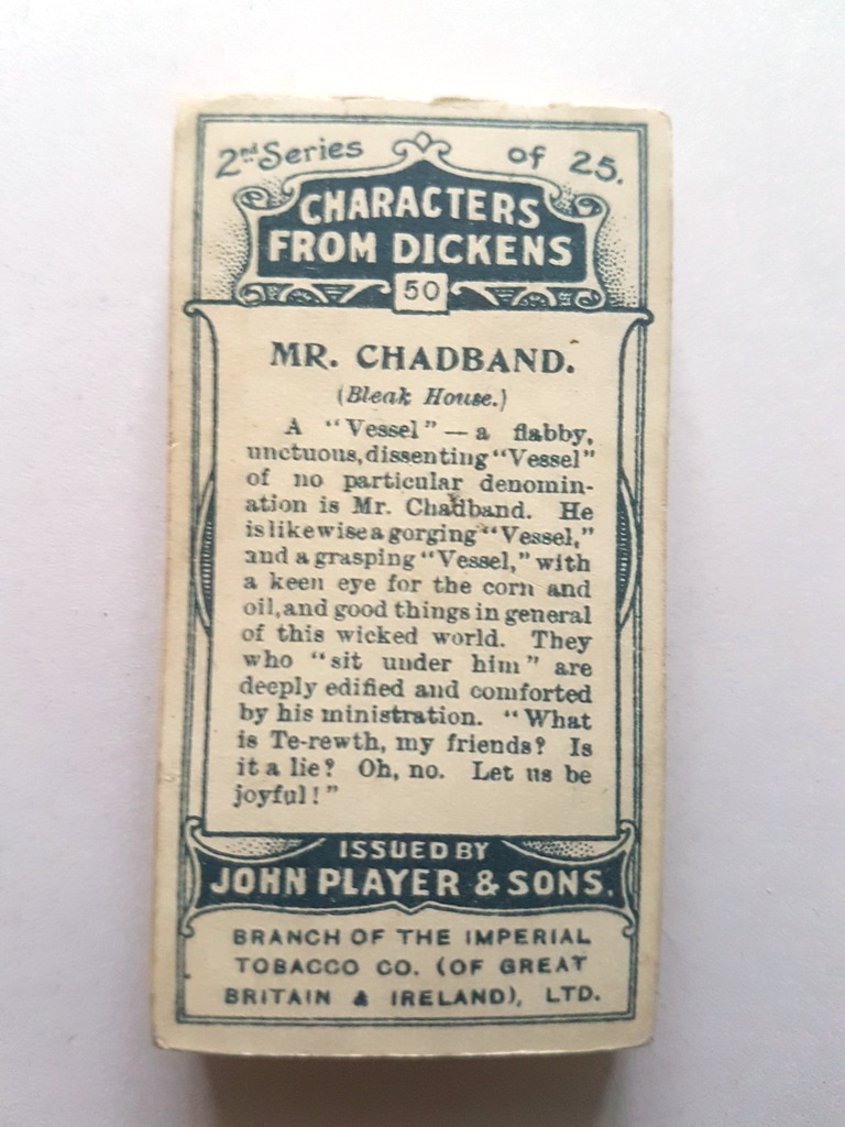 Photo of the back of these Characters from Dickens (2nd) cigarette cards