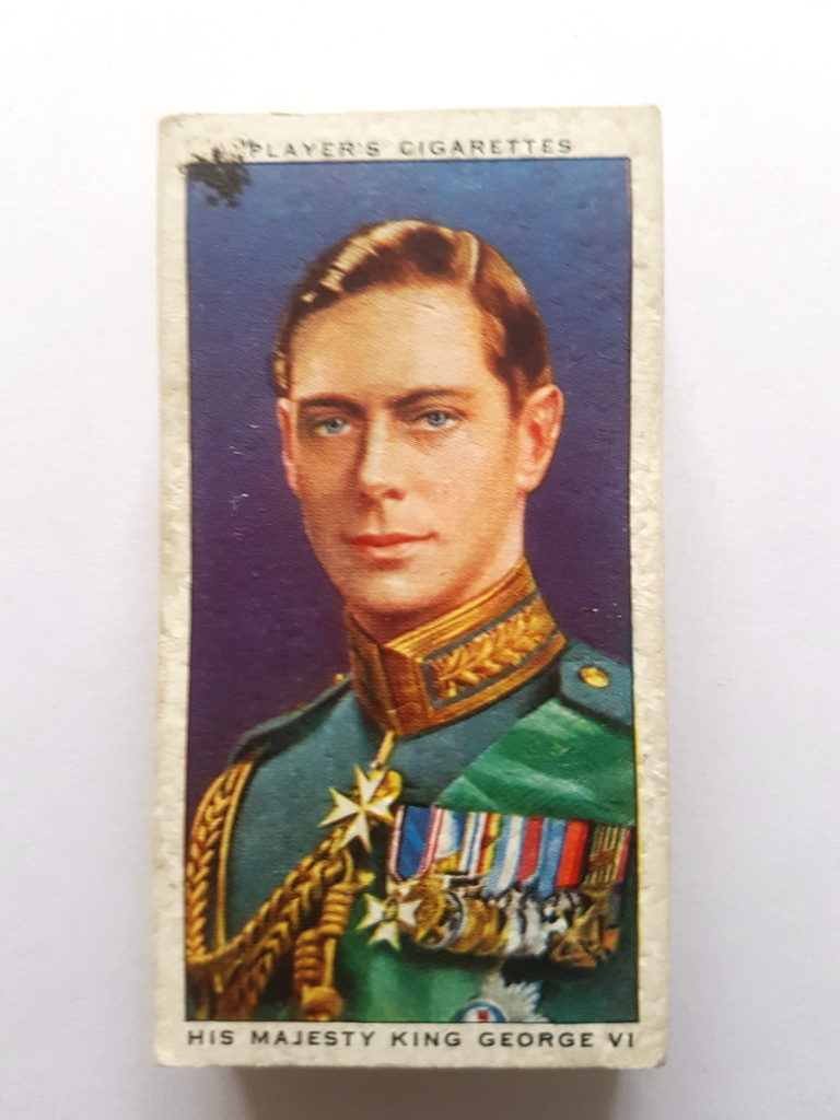 Photo of the front of these Coronation Series Ceremonial Dress cigarette cards