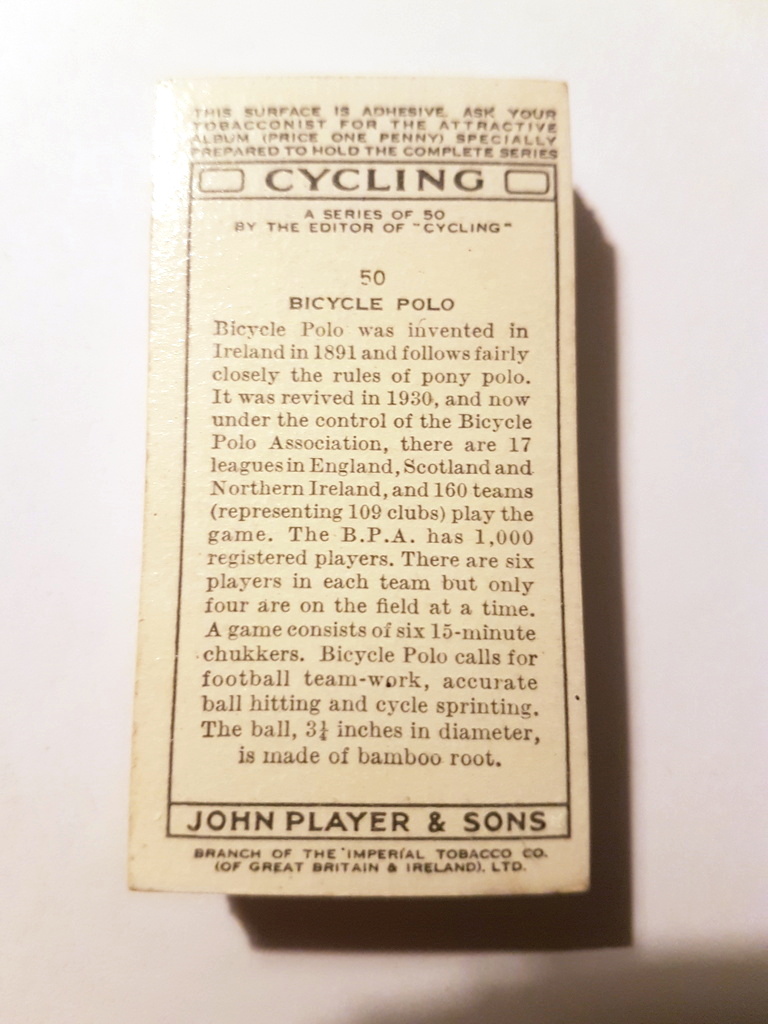 Photo of the back of these Cycling cigarette cards