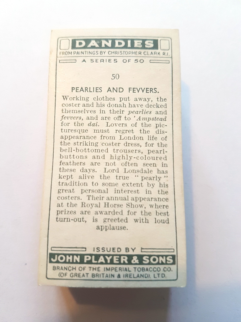 Photo of the back of these Dandies cigarette cards