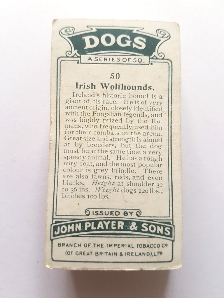 Photo of the back of these Dogs (scenic backgrounds) cigarette cards