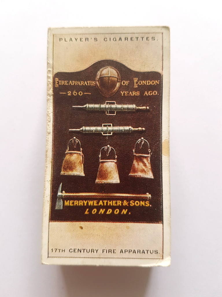 Photo of the front of these Fire-Fighting Appliances cigarette cards