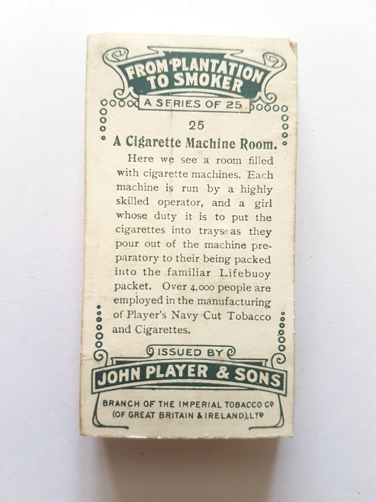 Photo of the back of these From Plantation to Smoker cigarette cards