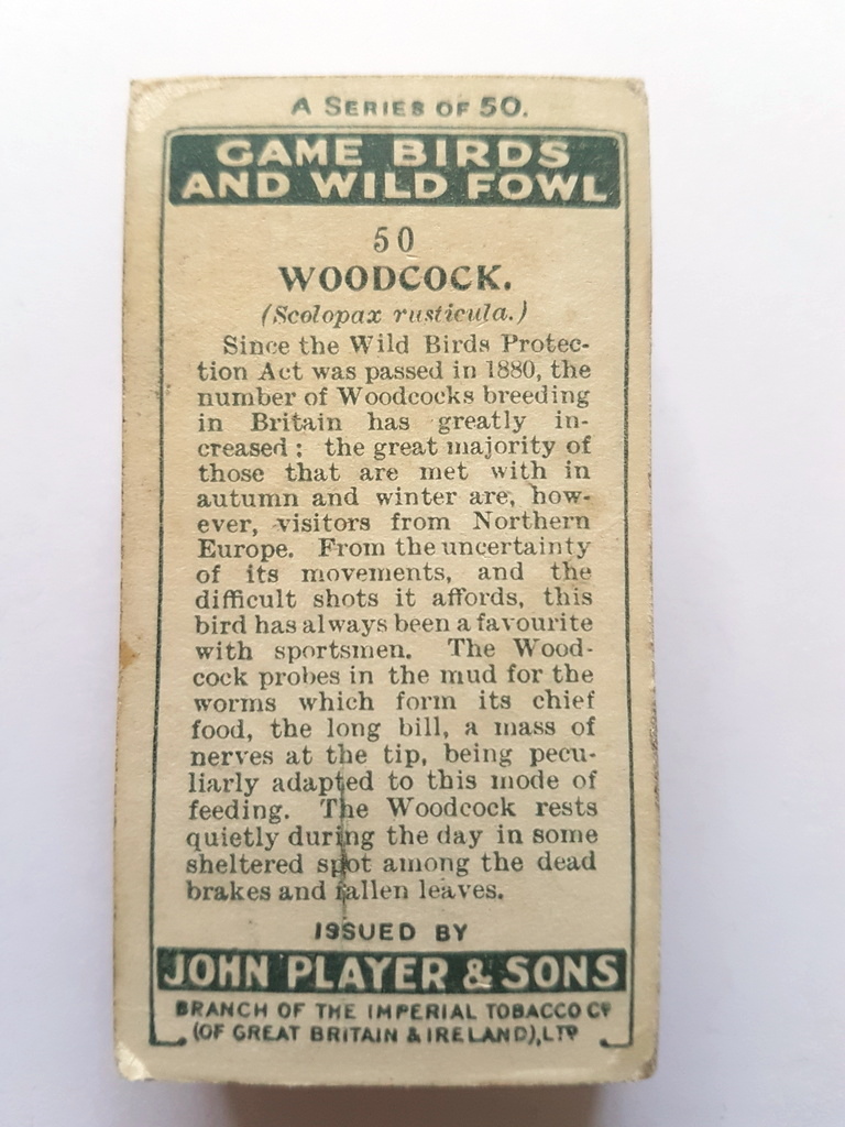 Photo of the back of these Game Birds and Wild Fowl cigarette cards