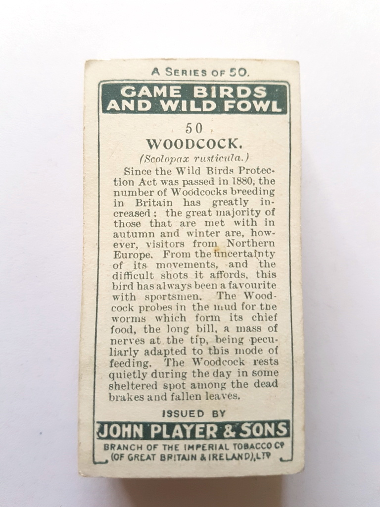 Photo of the back of these Game Birds and Wild Fowl cigarette cards