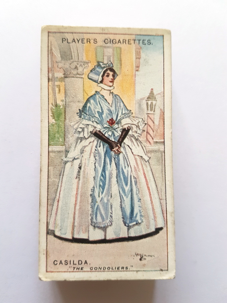 Photo of the front of these Gilbert and Sullivan cigarette cards