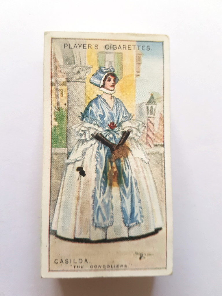 Photo of the front of these Gilbert and Sullivan cigarette cards