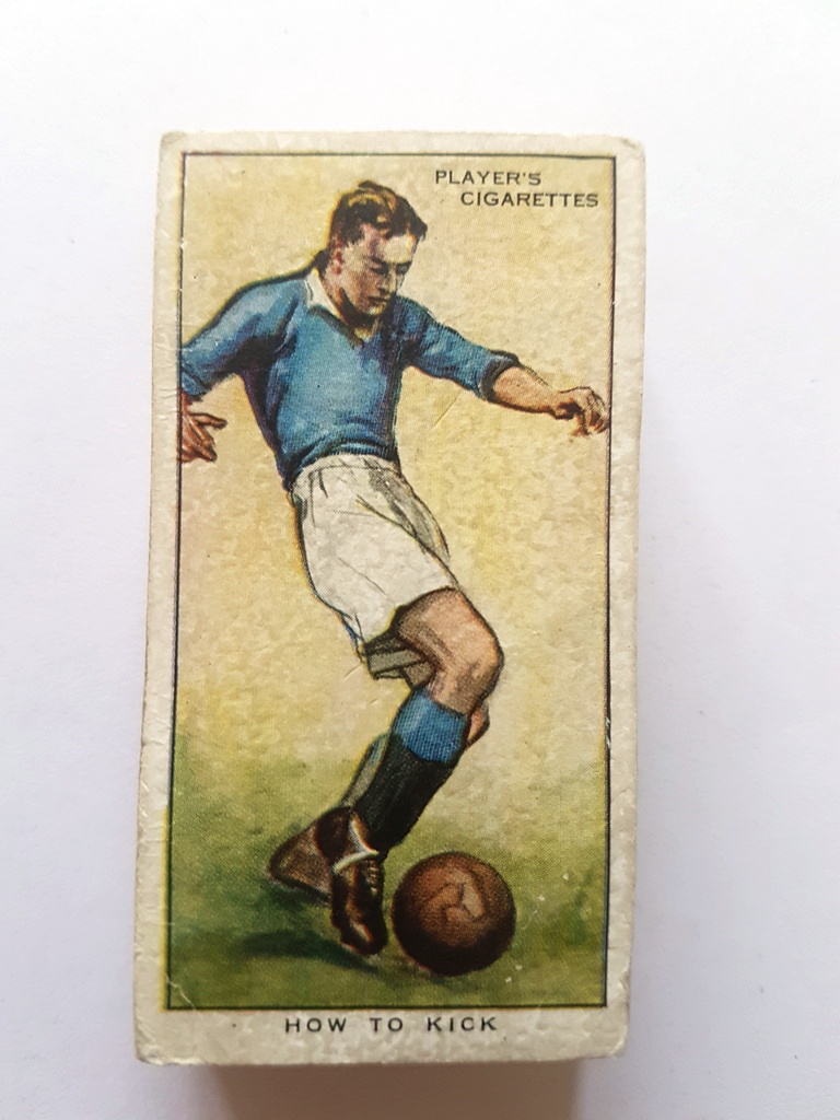 Photo of the front of these Hints on Association Football cigarette cards