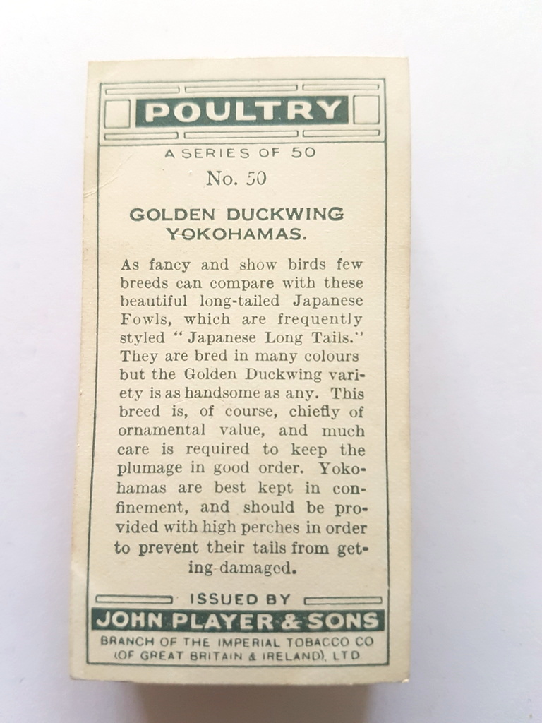 Photo of the back of these Poultry cigarette cards