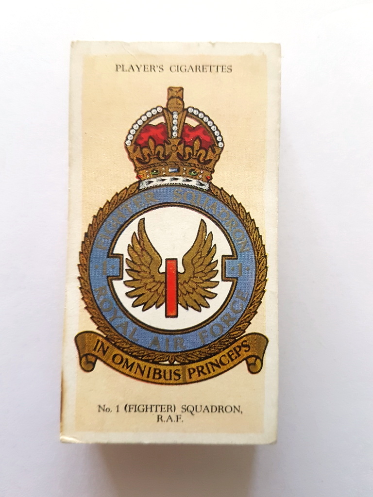 Photo of the front of these RAF Badges (with motto) cigarette cards