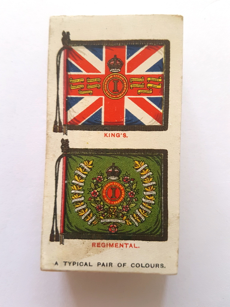 Photo of the front of these Regimental Standards and Cap Badges cigarette cards