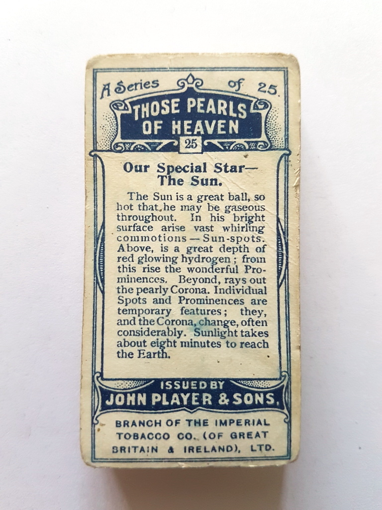 Photo of the back of these Those Pearls of Heaven cigarette cards