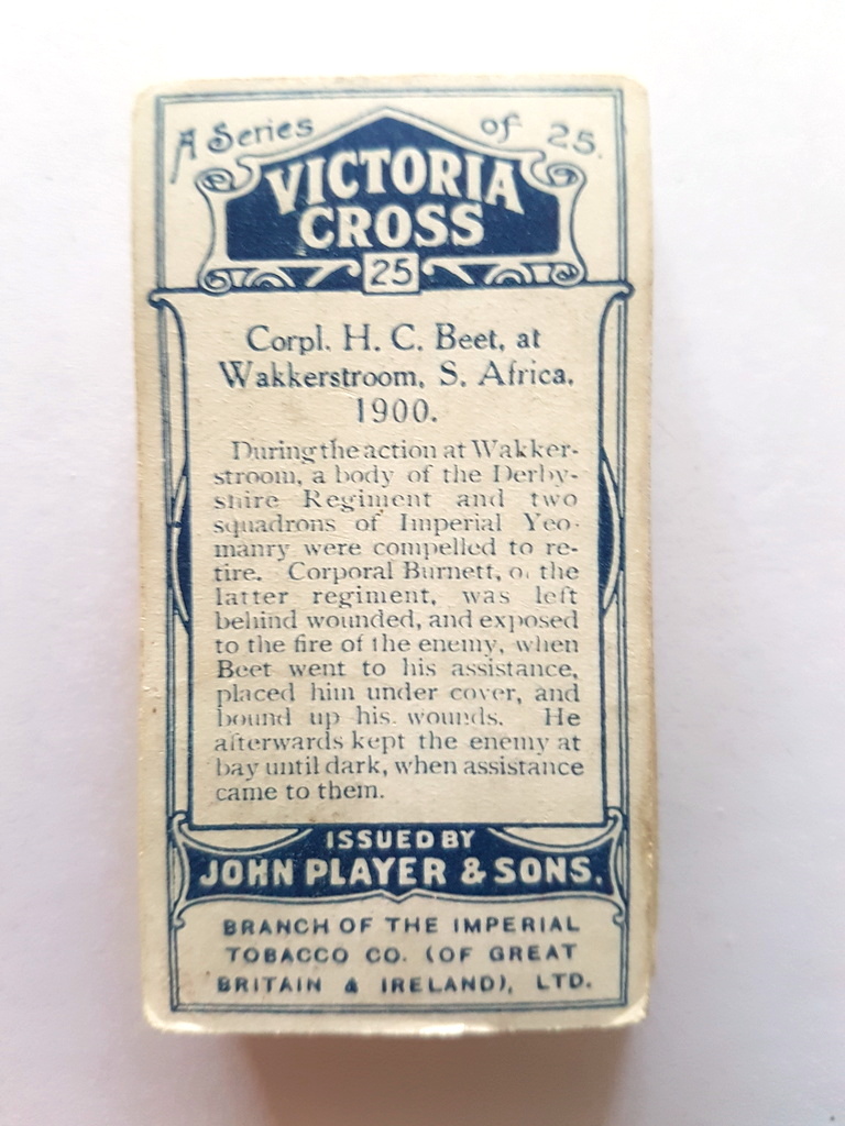 Photo of the back of these Victoria Cross cigarette cards