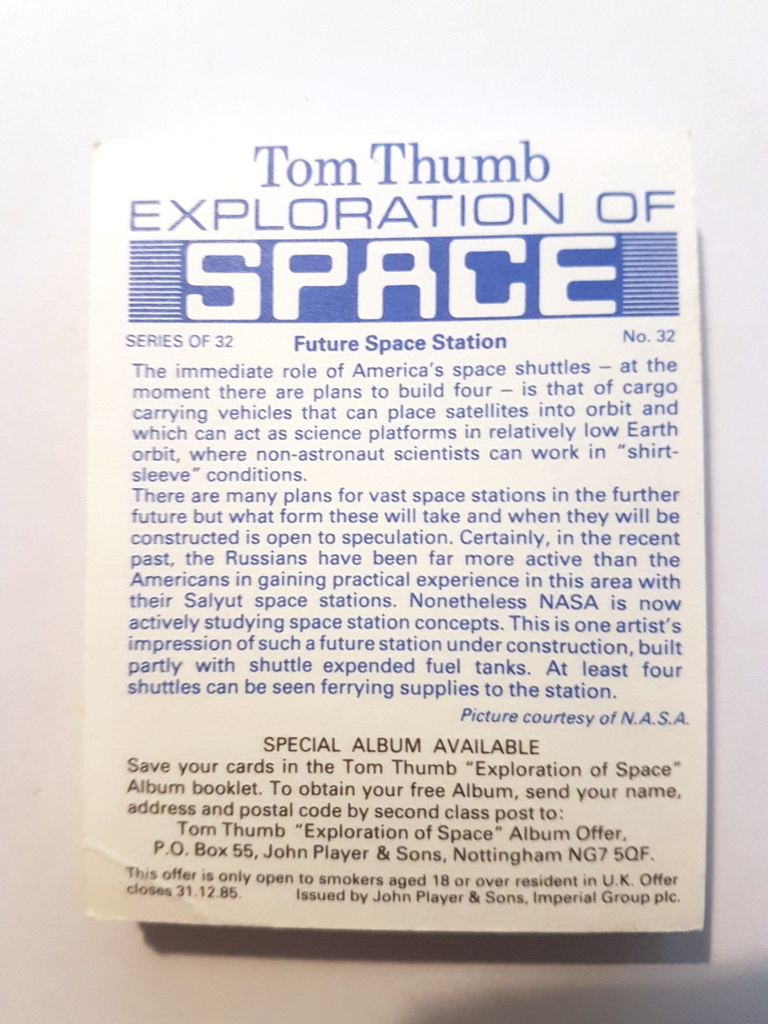 Photo of the back of these Exploration of Space cigarette cards