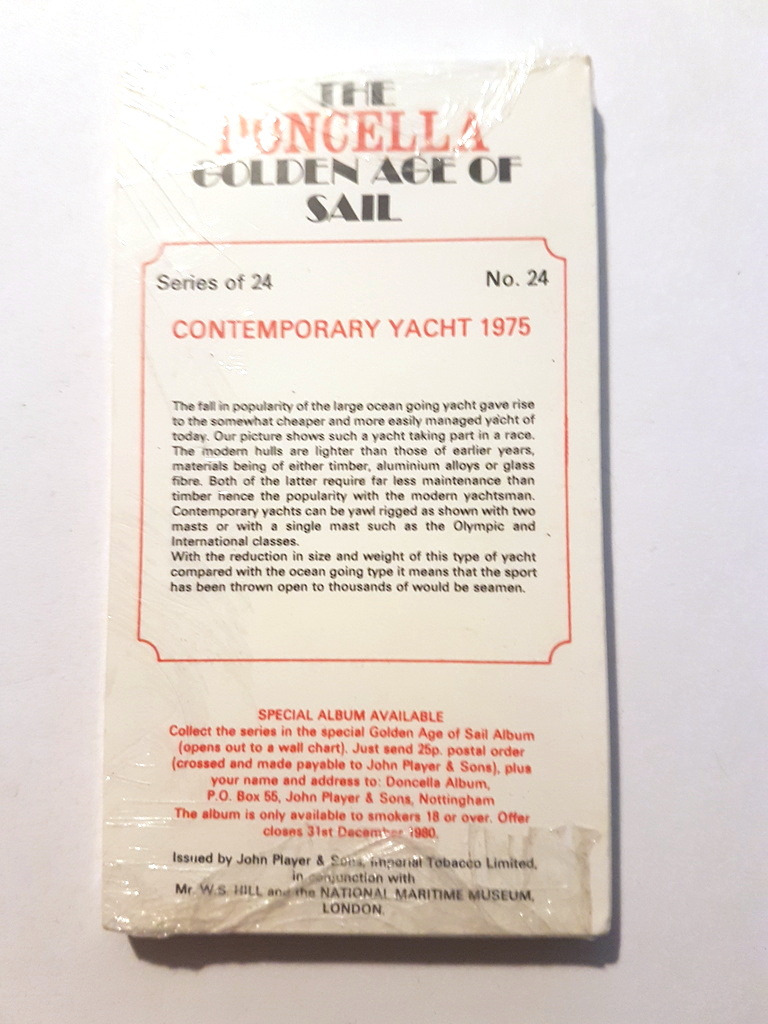 Photo of the back of these The Golden Age of Sail cigarette cards