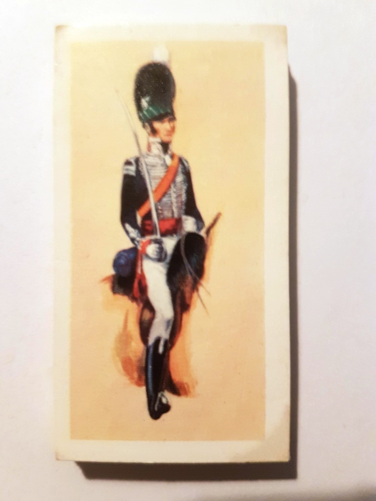 Photo of the front of these British Cavalry Uniforms of the 19th Century tea cards