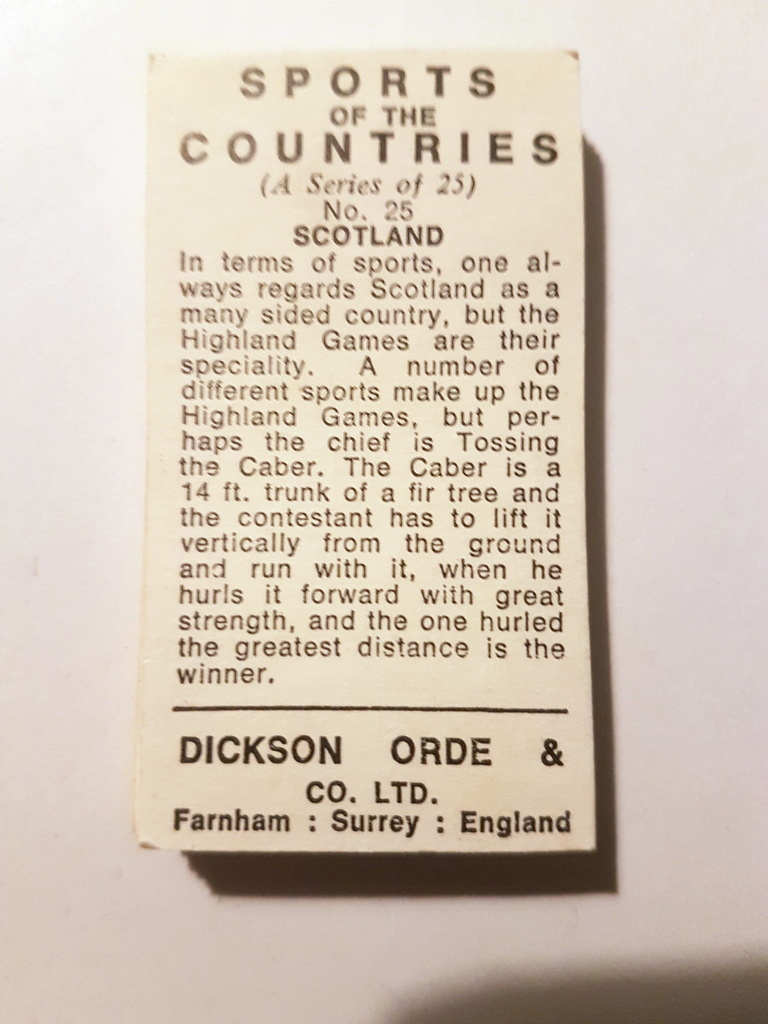 Photo of the back of these Sports of the Countries trade cards