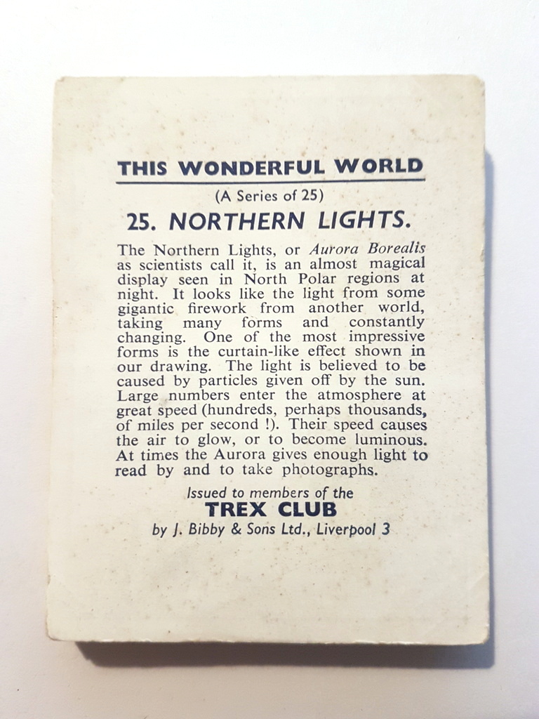 Photo of the back of these This Wonderful World trade cards