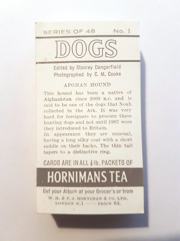 Photo of the back of these Dogs tea cards