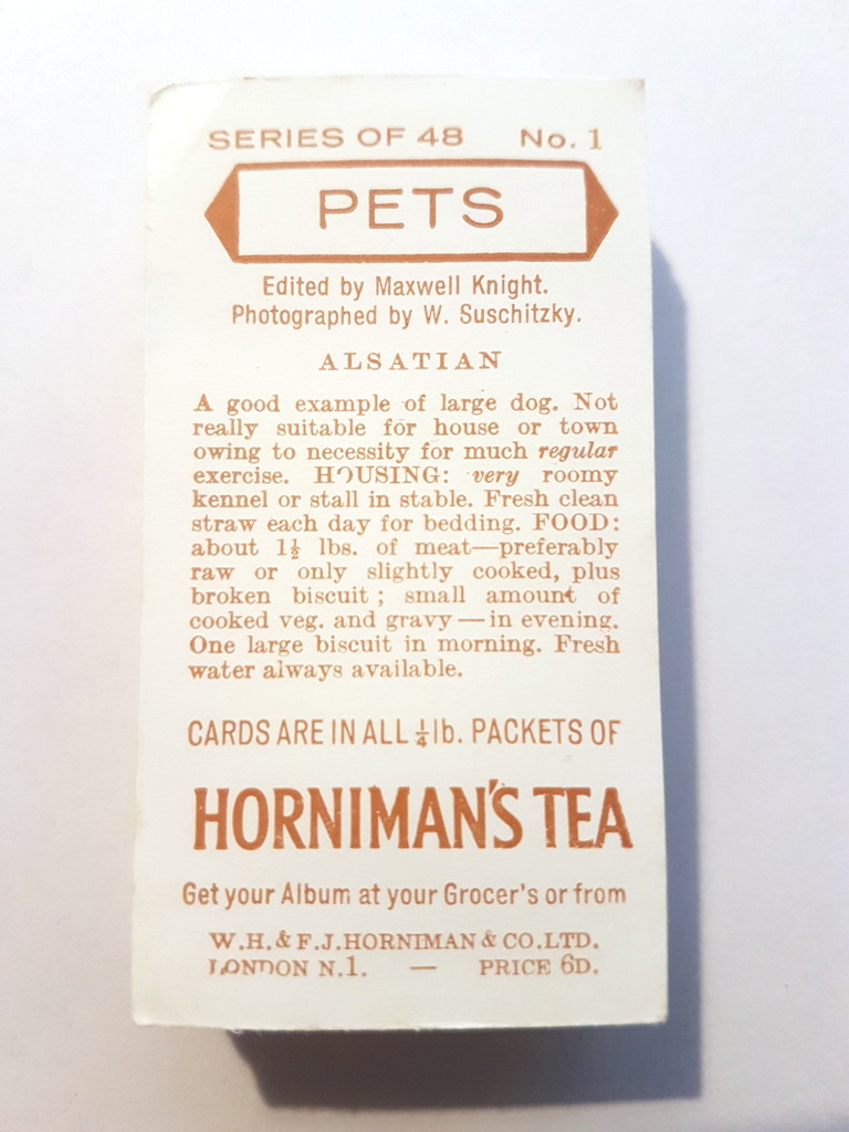 Photo of the back of these Pets tea cards