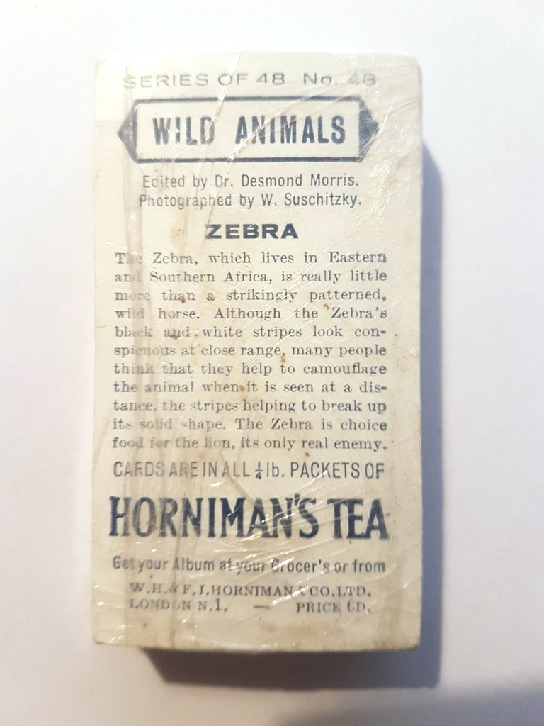 Photo of the back of these Wild Animals tea cards