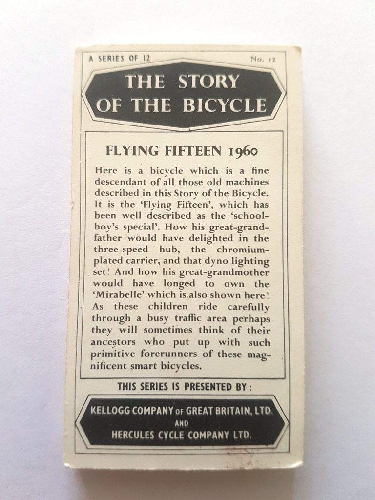 Photo of the back of these The Story of the Bicycle trade cards