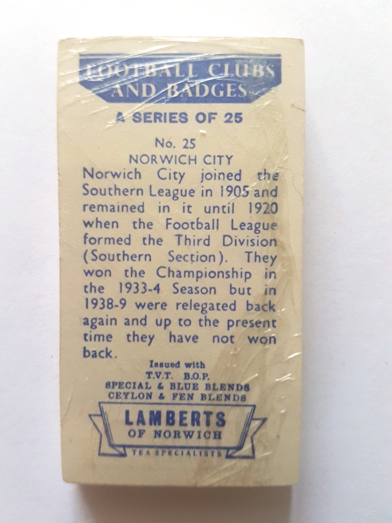 Photo of the back of these Football Clubs and Badges tea cards